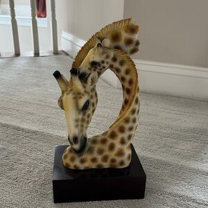 Elegant Giraffe Sculpture in Brown and Cream 12 inches tall